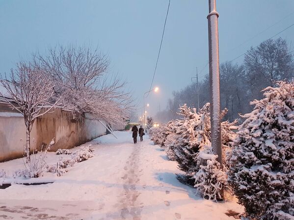 Вечерний и снежный город выглядит романтично - Sputnik Таджикистан