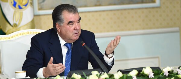 Эмомалӣ Раҳмон дар ҷаласаи комиссияи давлатӣ оид ба ҳолатҳои фавқуллода. Акс аз бойгонӣ - Sputnik Тоҷикистон