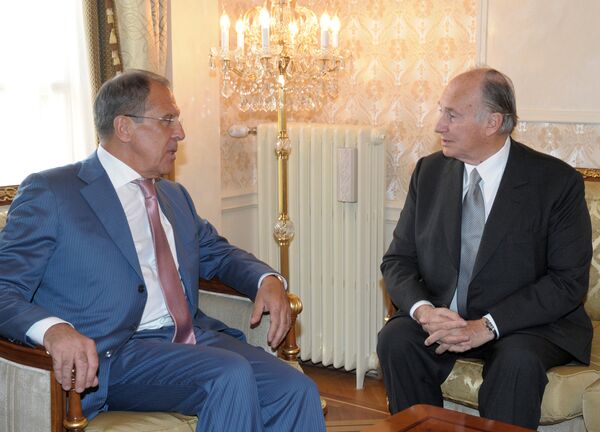 Встреча Сергея Лаврова с Каримом Ага Ханом IV, архивное фото - Sputnik Тоҷикистон