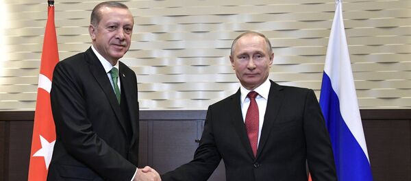 Встреча президента РФ В. Путина с президентом Турции Р. Эрдоганом - Sputnik Тоҷикистон