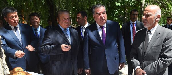 Эмомалӣ Раҳмон меҳмононро ба намоишгоҳ раҳнамоӣ кард - Sputnik Тоҷикистон