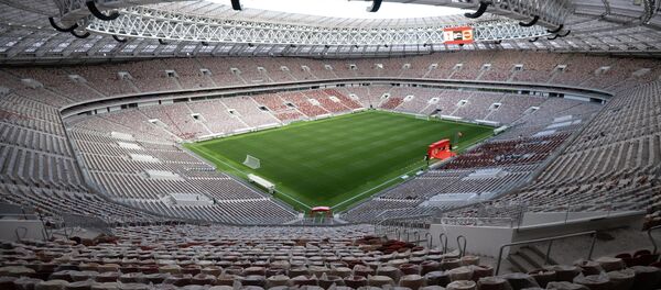 Поле и зрительские трибуны Большой спортивной арены Лужники в Москве Поле и зрительские трибуны Большой спортивной арены Лужники в Москве - Sputnik Таджикистан