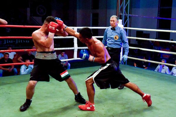 Алишер Хабибуллаев и Бахтиёр Мирзомухаммад на боксерском турнире Таджикистан vs Узбекистан - Sputnik Таджикистан