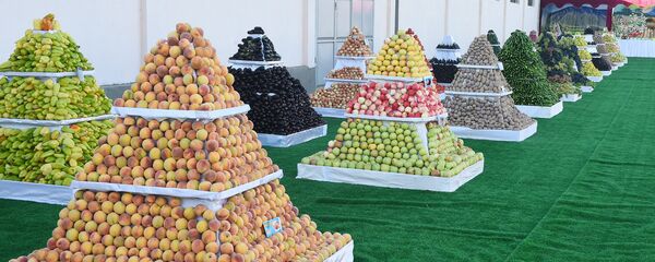 Демонстрация овощей и фруктов в Хатлонской области по случаю визита президента РТ Демонстрация овощей и фруктов в Хатлонской области по случаю визита президента РТ - Sputnik Тоҷикистон