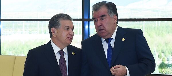 Эмомалӣ Раҳмон ва Шавкат Мирзиёев Эмомалӣ Раҳмон ва Шавкат Мирзиёев - Sputnik Тоҷикистон