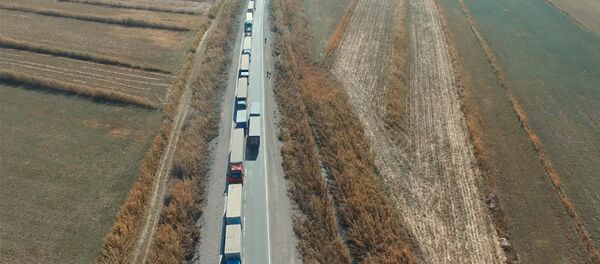 Как выглядит пробка на границе с Казахстаном — аэросъемка Как выглядит пробка на границе с Казахстаном — аэросъемка - Sputnik Таджикистан