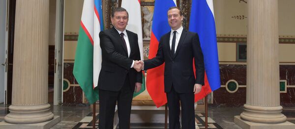 Премьер-министр РФ Д. Медведев встретился с президентом Узбекистана Ш. Мирзиеевым, архивное фото - Sputnik Таджикистан