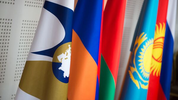 Флаги стран ЕАЭС. ЕЭС, архивное фото - Sputnik Тоҷикистон