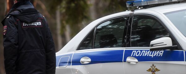 Сотрудник полиции возле служебного автомобиля, архивное фото - Sputnik Таджикистан