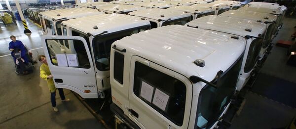 Сборка и выпуск грузовиков Hyundai, архивное фото - Sputnik Таджикистан