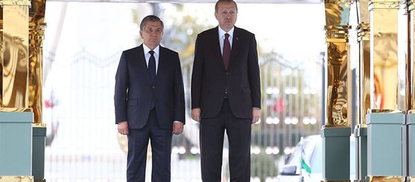 Президент Узбекистана Шавкат Мирзиёев и президент Турции Реджеп Тайип Эрдоган - Sputnik Таджикистан