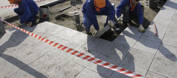 Укладка мраморной плитки, архивное фото - Sputnik Таджикистан