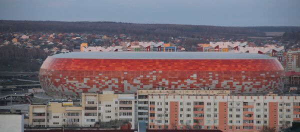 Вид на стадион Мордовия Арена с обзорной площадки на центральной площади Саранска - Sputnik Таджикистан