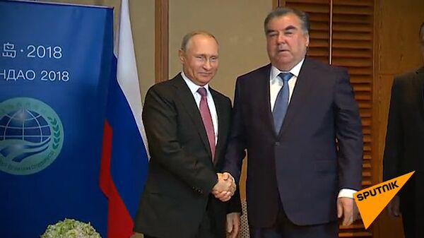 Встреча Владимира Путина и Эмомали Рахмона на полях саммита ШОС в Китае - Sputnik Таджикистан