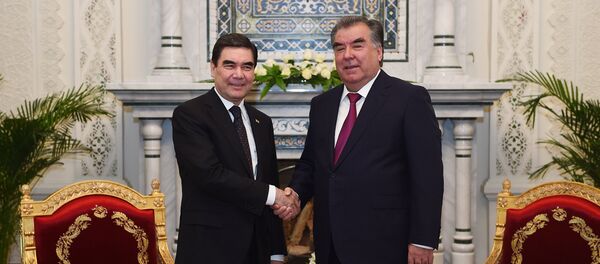 Мулоқоти Эмомалӣ Раҳмон бо Қурбонқулӣ Бердимуҳаммадов. Душанбе. 20 июни соли 2018 Мулоқоти Эмомалӣ Раҳмон бо Қурбонқулӣ Бердимуҳаммадов. Душанбе. 20 июни соли 2018 - Sputnik Тоҷикистон