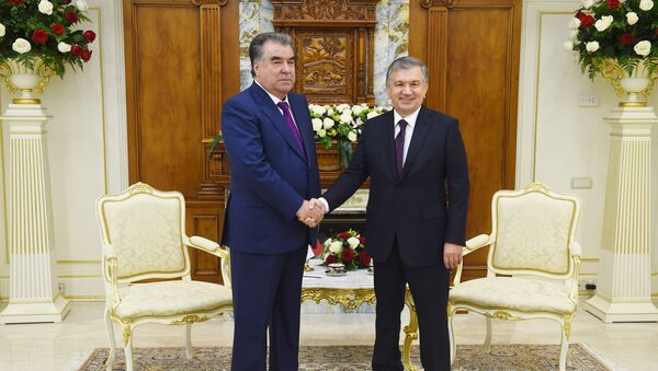 Переговоры президента Таджикистана Эмомали Рахмона с главой Узбекистана Шавкатом Мирзиёевым - Sputnik Таджикистан
