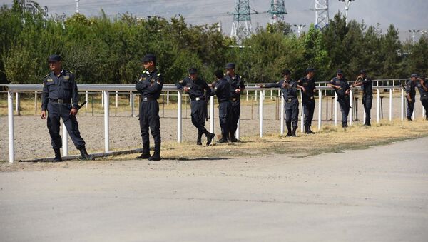 Сотрудники милиции в Таджикистана обеспечивают порядок мероприятия, архивное фото - Sputnik Таджикистан