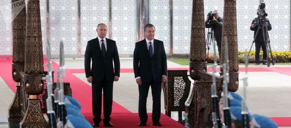 Президент России Владимир Путин и глава Узбекистана Шавкат Мирзиёев Президент России Владимир Путин и глава Узбекистана Шавкат Мирзиёев - Sputnik Таджикистан