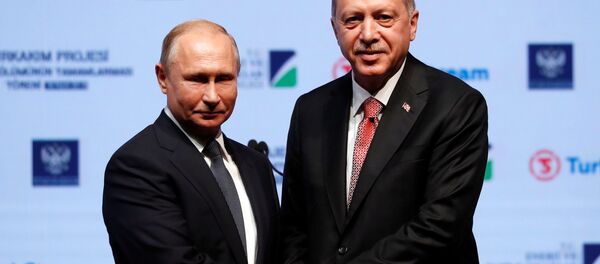 Президенты России и Турции Владимир Путин и Тайип Эрдоган отдали команду на укладку последней секции морской части газопровода Турецкий поток - Sputnik Таджикистан