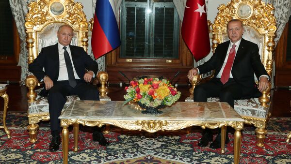 Президенты России и Турции Владимир Путин и Тайип Эрдоган  - Sputnik Таджикистан