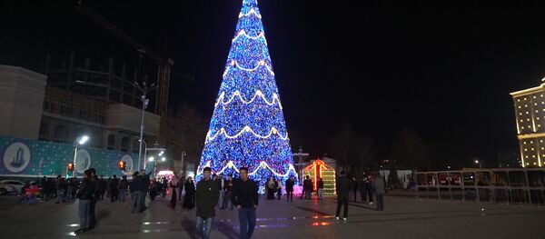 Новогодняя елка в центре Душанбе Новогодняя елка в центре Душанбе - Sputnik Таджикистан