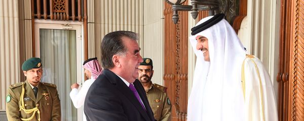 Мулоқоти Эмомалӣ Раҳмон, раисиҷумҳури Тоҷикистон бо амири Давлати Қатар Шайх Тамим ибни Ҳамад Оли Сонӣ  - Sputnik Тоҷикистон