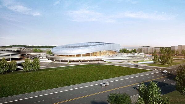 Эскиз интерьера строящегося многофункционального ледового комплекса Humo Arena в Ташкенте - Sputnik Таджикистан