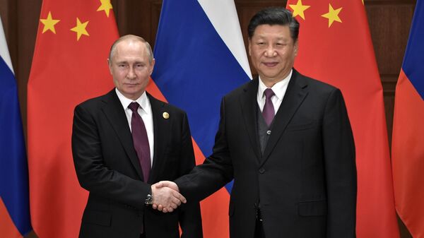 Президент РФ В. Путина и председатель КНР Си Цзиньпин - Sputnik Таджикистан