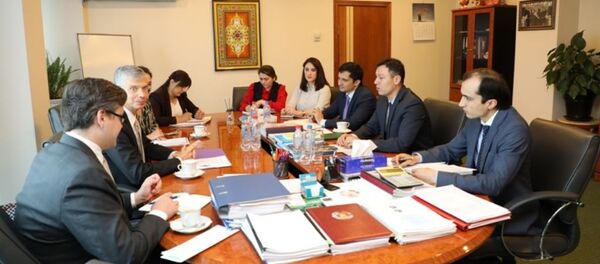 Встреча первого заместителя Нацбанка Таджикистана с послом США в РТ  - Sputnik Тоҷикистон