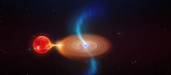 Иллюстрация художника микроквазара V404  в созвездии Лебедя - Sputnik Таджикистан