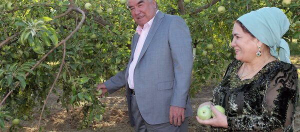 Эмомалӣ Раҳмон ва ҳамсараш дар Боғи Ваҳдат - Sputnik Тоҷикистон