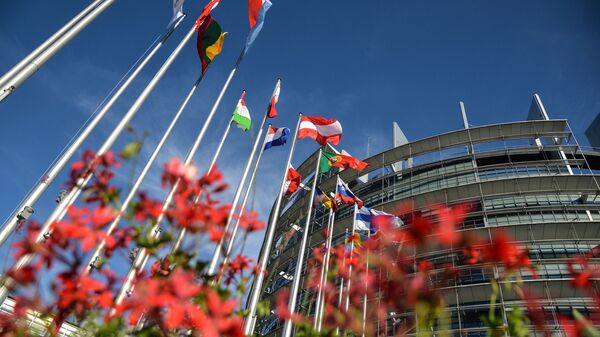 Флаги возле Дворца Европы в Страсбурге - Sputnik Таджикистан