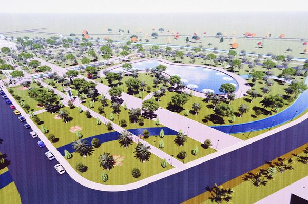 Манучеҳр Каримзода дар ноҳияи Файзобод шаҳраки замонавии Сомониён месозад - акс - Sputnik Тоҷикистон