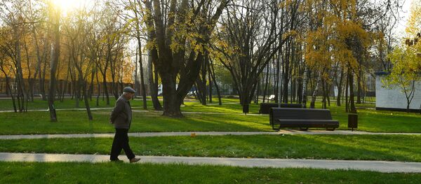 Мужчина идет по скверу в Капотне - Sputnik Таджикистан