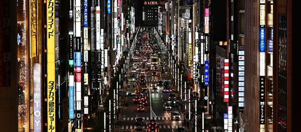 Вид сверху на район Гиндза в Токио, Япония - Sputnik Тоҷикистон