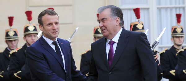 Президент Франции Эммануэль Макрон и президент Таджикистана Эмомали Рахмон - Sputnik Таджикистан
