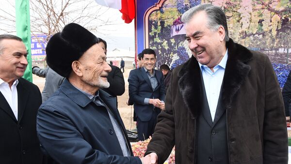 Президент Таджикистана Эмомали Рахмон на открытии виноградника - Sputnik Таджикистан