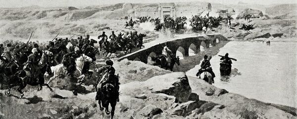 Бой на Кушке (рисунок из статьи Кушка Военная энциклопедия Сытина) - Sputnik Таджикистан