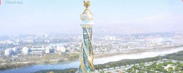 Макет парка Истиклолият с архитектурным комплексом и стелой Макет парка Истиклолият с архитектурным комплексом и стелой - Sputnik Таджикистан