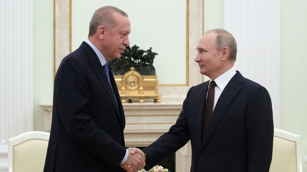 Президент РФ В. Путин встретился с президентом Турции Р. Эрдоганом - Sputnik Таджикистан