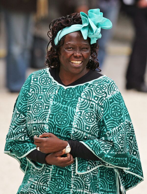 Кенийская правозащитница Вангари Маатаи в Елисейском дворце в Париже - Sputnik Таджикистан