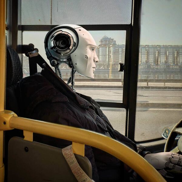 Робот-водитель в Санкт-Петербурге в работе художника Вадима Соловьева - Sputnik Таджикистан