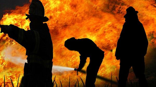 Пожарные тушат огонь, архивное фото - Sputnik Таджикистан
