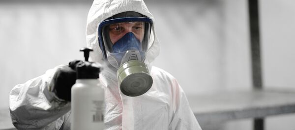 Дезинфекция Павелецкого и Ярославского вокзала в Москве Дезинфекция Павелецкого и Ярославского вокзала в Москве - Sputnik Таджикистан