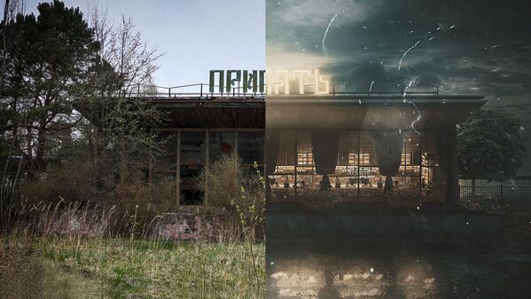 Фотографии города Припять после аварии на Чернобыльской АЭС и в фантазии художника без аварии - Sputnik Таджикистан
