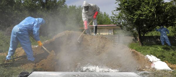Люди в защитных костюмах проводят церемонию погребения человека умершего от COVID-19 - Sputnik Тоҷикистон