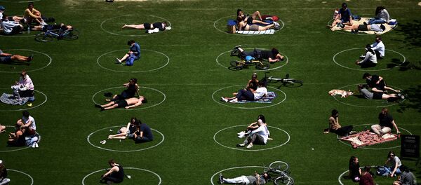 Посетители парка Domino в Нью-Йорке таким образом соблюдат социальную дистанцию Посетители парка Domino в Нью-Йорке таким образом соблюдат социальную дистанцию - Sputnik Таджикистан