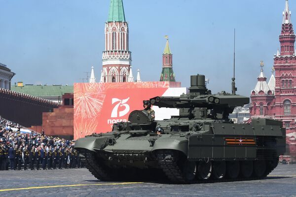 Боевая машина поддержки танков (БМПТ) Терминатор во время военного парада Победы - Sputnik Таджикистан